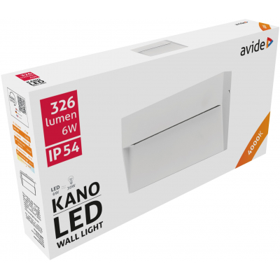 Avide AOLS6WLED-KAL KANO - Přisazené orientační venkovní svítidlo v bílé barvě, IP54, 4000K, 6W