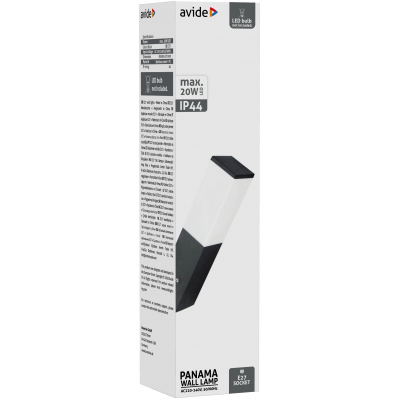 Avide AOLWE27-PAN-B PANAMA- Venkovní nástěnné černé svítidlo, 1 x E27, IP44