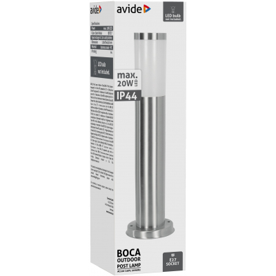Avide AOLPE27-BOC-SN BOCA - Venkovní stojací stříbrná lampa, 1 x E27, IP44, 45cm
