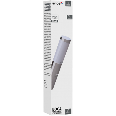 Avide AOLWE27-BOC-S-SN BOCA - Venkovní nástěnné stříbrné svítidlo s čidlem, 1 x E27, IP44 (39667)