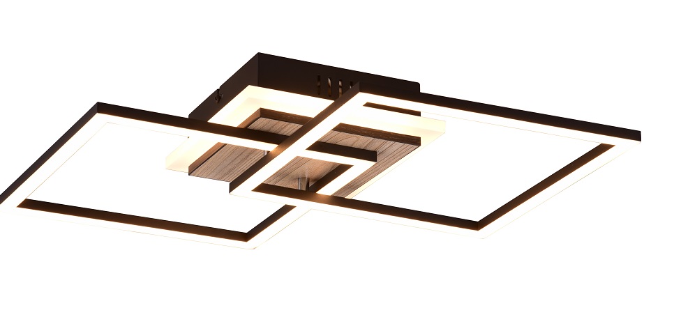 Trio Leuchten R62793635 GIRO - Stropní LED lustr s dálkovým ovladačem se dřevěnou monturou, LED 25W, 2700 - 6000K, 46 x 28cm