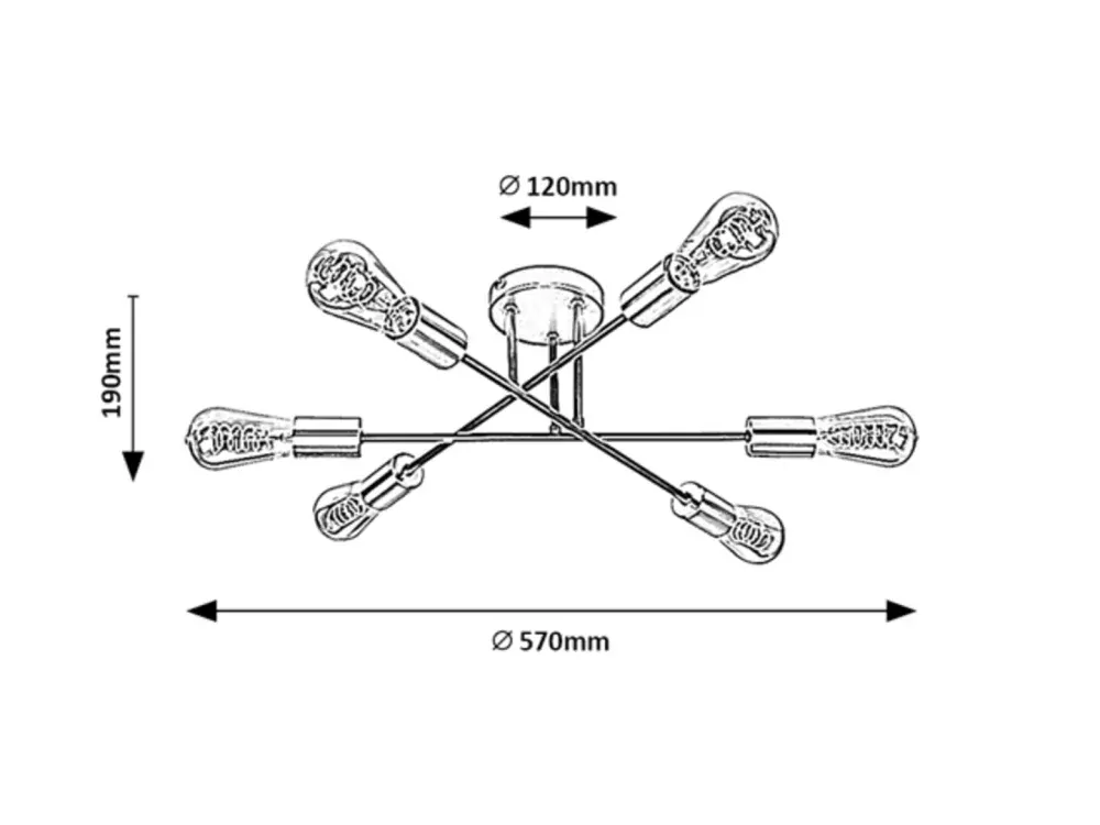 Rabalux 71026 BRANWEN - Stropní svítidlo na šest retro žárovek, 6 x E27, Ø 57cm