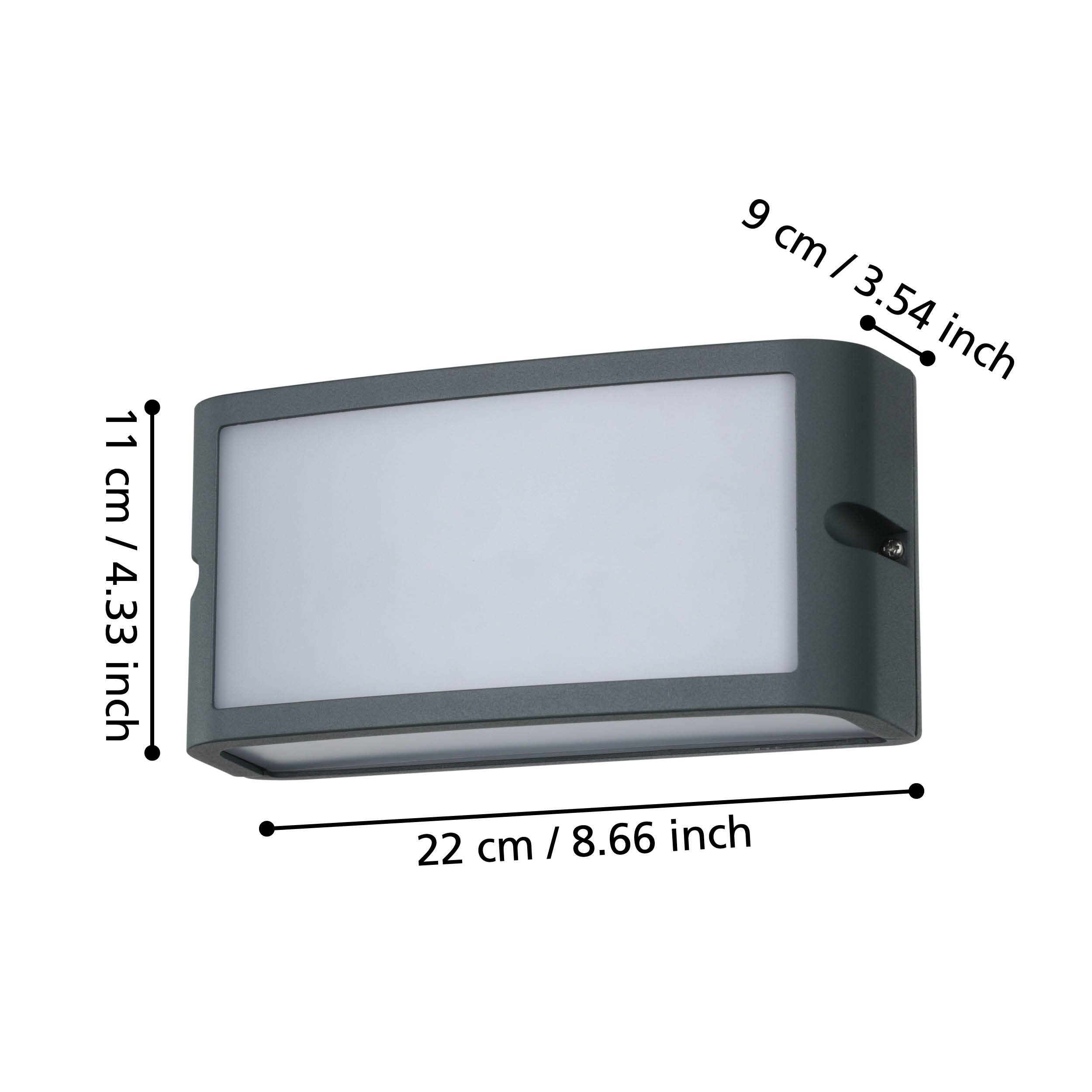Eglo 900808 CAMARDA - LED nástěnné svítidlo venkovní, antracit 10,5W, 4000K, IP54