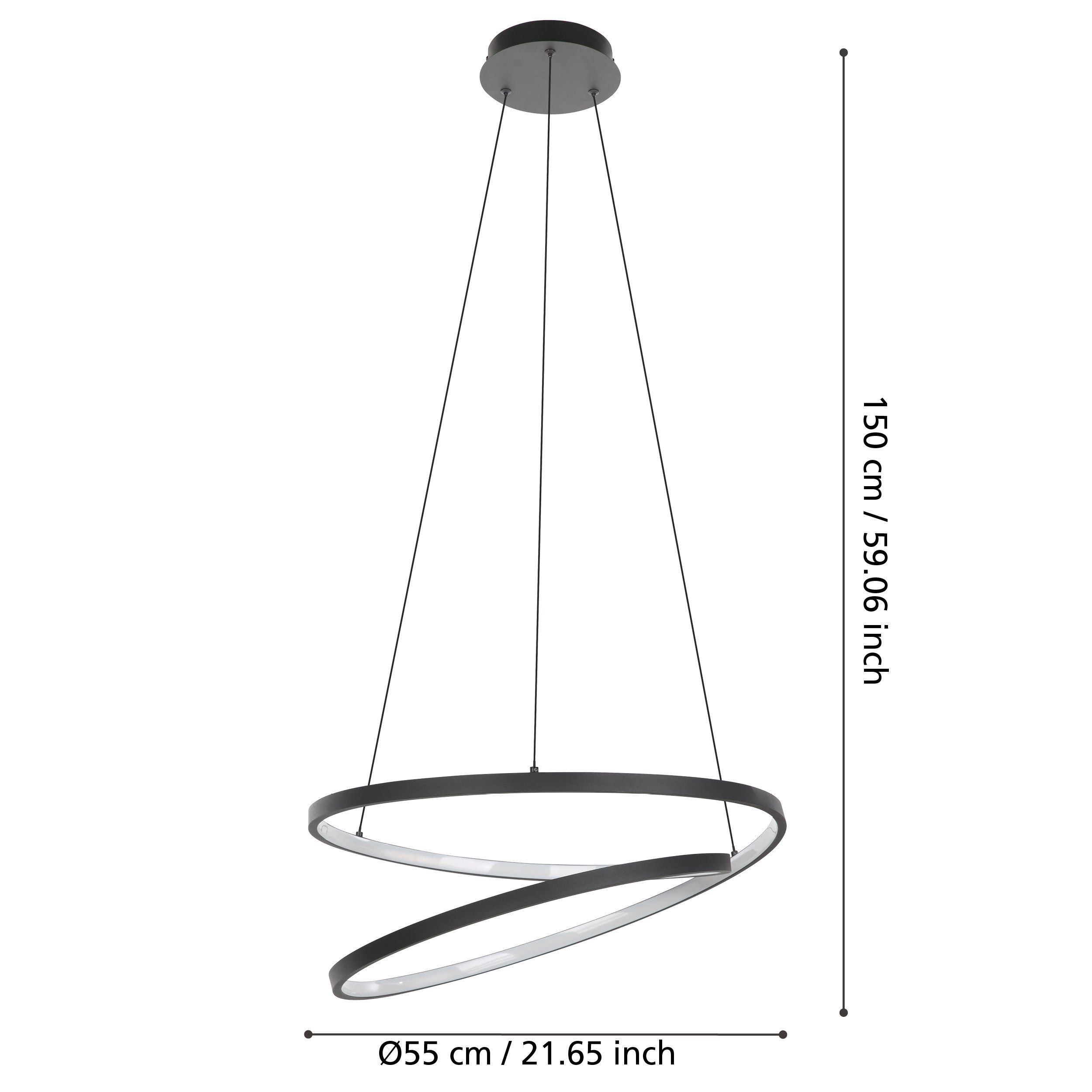 Eglo 900472 RUOTALE - LED závěsné svítidlo nejen nad jídelní stůl a sedačku, 37W, 3000K, Ø 55cm