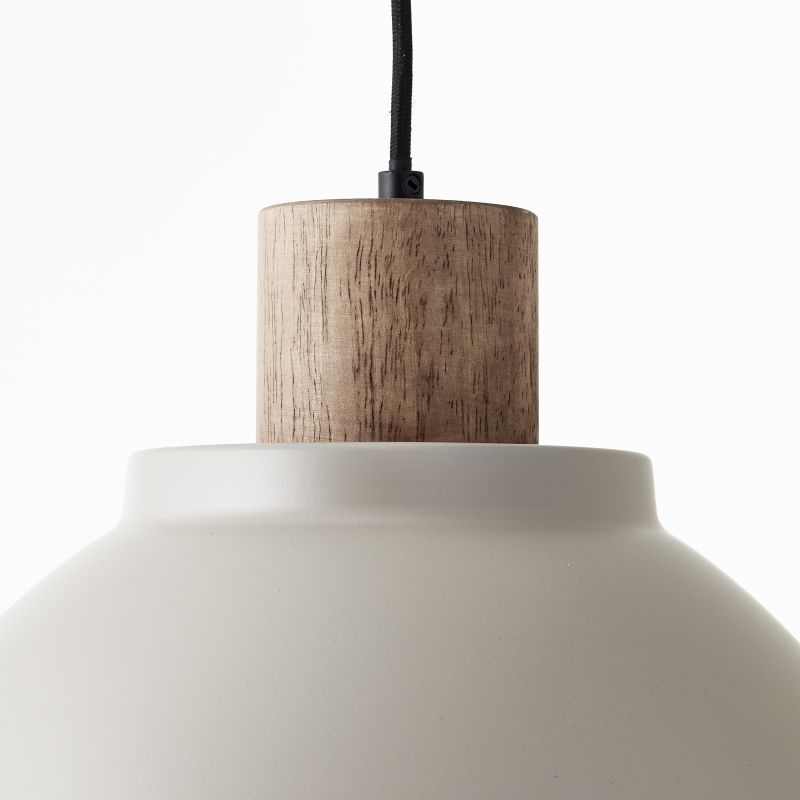 Brilliant 99836/20 ERENA - Industriální závěsný lustr na lanku s dřevěným prvkem Ø 38cm, barva taupe