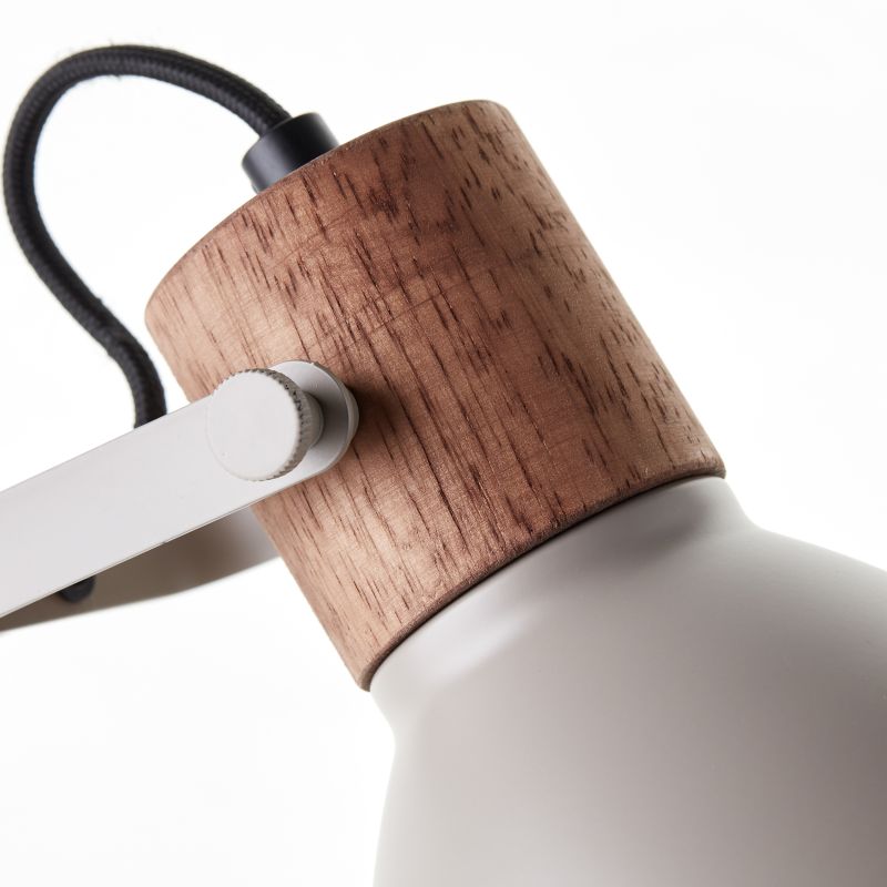 Brilliant 94555/20 ERENA - Industriální stolní lampa se dřevěným prvkem, barva taupe, 1 x E27, 52cm