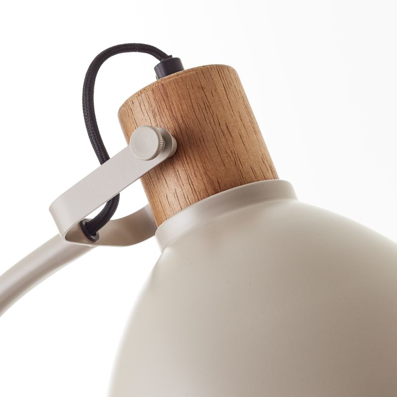 Brilliant 94556/20 ERENA - Industriální stojací lampa se dřevěným prvkem, barva taupe, 1 x E27, 150cm