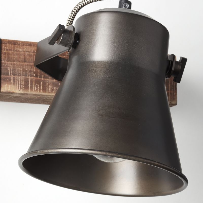 Brilliant 82110/46 PLOW - Nástěnná industriální lampa z pálené oceli a dřeva , 1 x E27