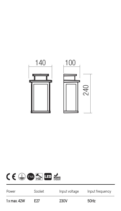 REDO 90460 YARD - Venkovní nástěnné svítidlo v hnědé barvě, 1 x E27, IP44