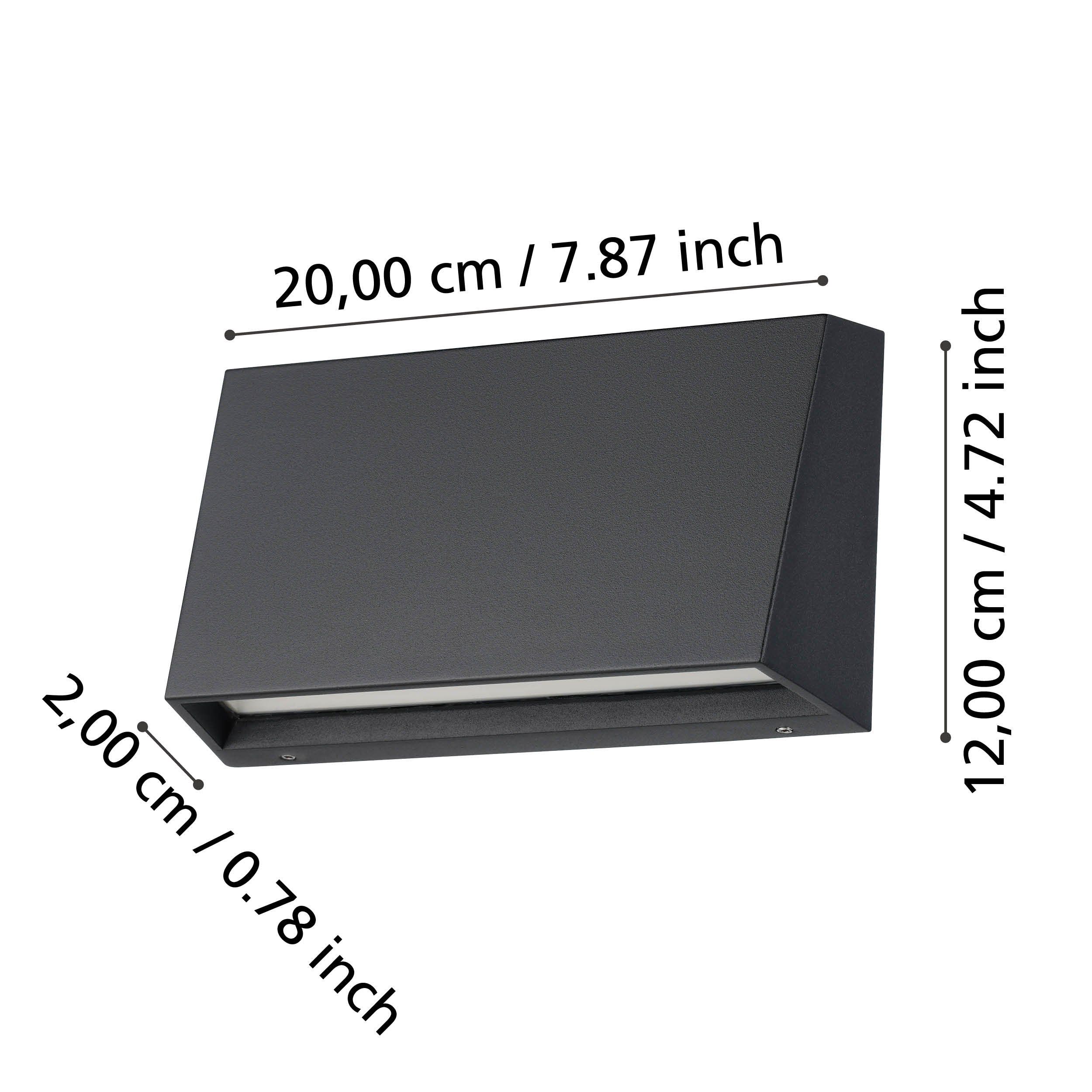 Eglo 900887 SPONGANO - Moderní venkovní nástěnné svítidlo v černé barvě, 9,5W, 3000 - 6500K, IP65