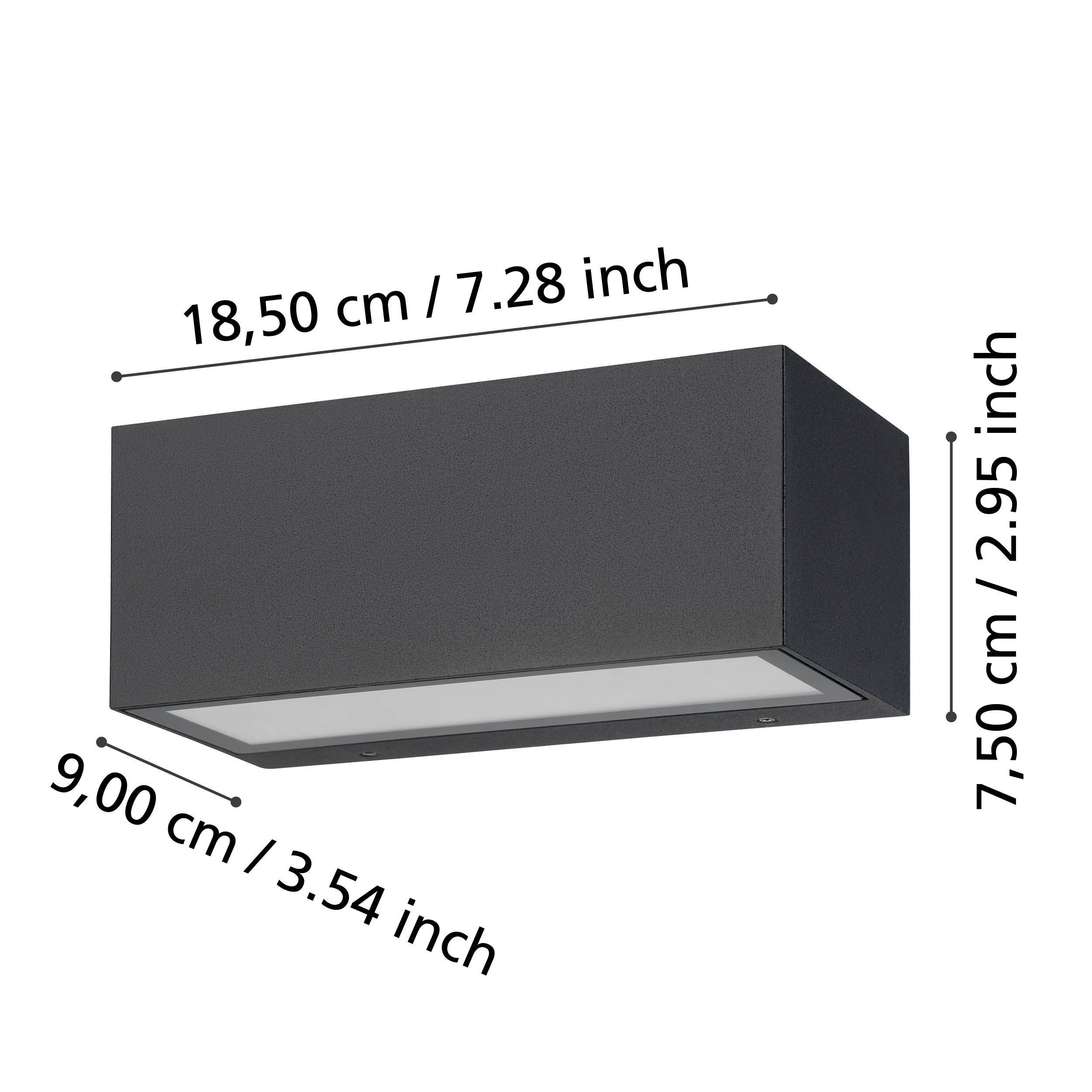 Eglo 900885 SPONGANO - Obousměrné venkovní nástěnné svítidlo v černé barvě, 10W, 3000 - 6500K, IP65