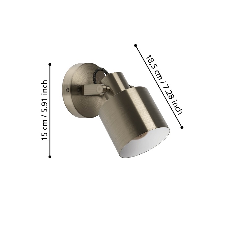 Eglo 43817 SOUTHERY - Nástěnná lampička bez vypínače, 1 x E27