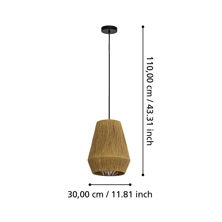 Eglo 43785 ALDERNEY - Vintage závěsné svítidlo se stínidlem z nití, 1 x E27 Ø 30cm