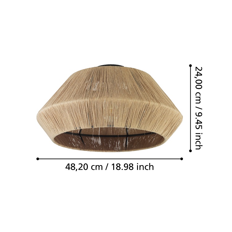Eglo 43784 ALDERNEY - Vintage stropní lustr se stínidlem z nití, 1 x E27 Ø 48cm