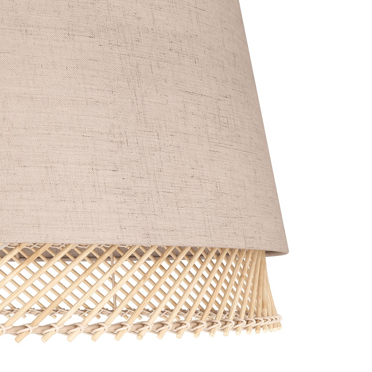 Eglo 43974 TABLEY - Moderní lustr s textilním stínidlem a dřevem, Ø 38cm