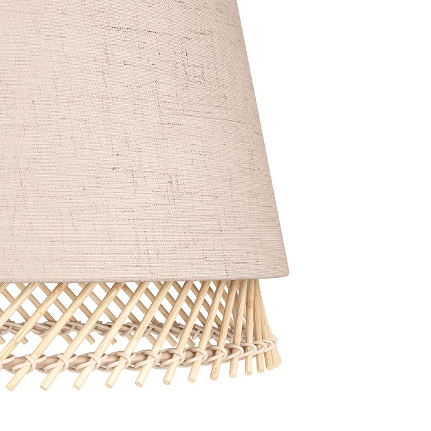 Eglo 43978 TABLEY - Moderní lampa do obýváku textilním a dřevěným stínidlem, 1 x E27, 153cm