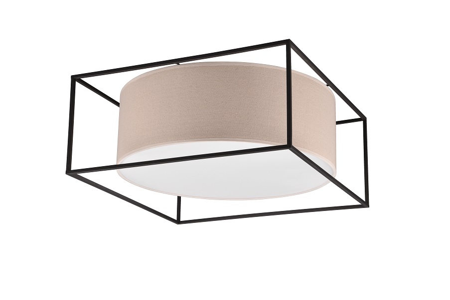Trio Leuchten 603100344 ROSS - Stropní lustr s textilním stínidlem, 3 x E27, 50 x 50cm