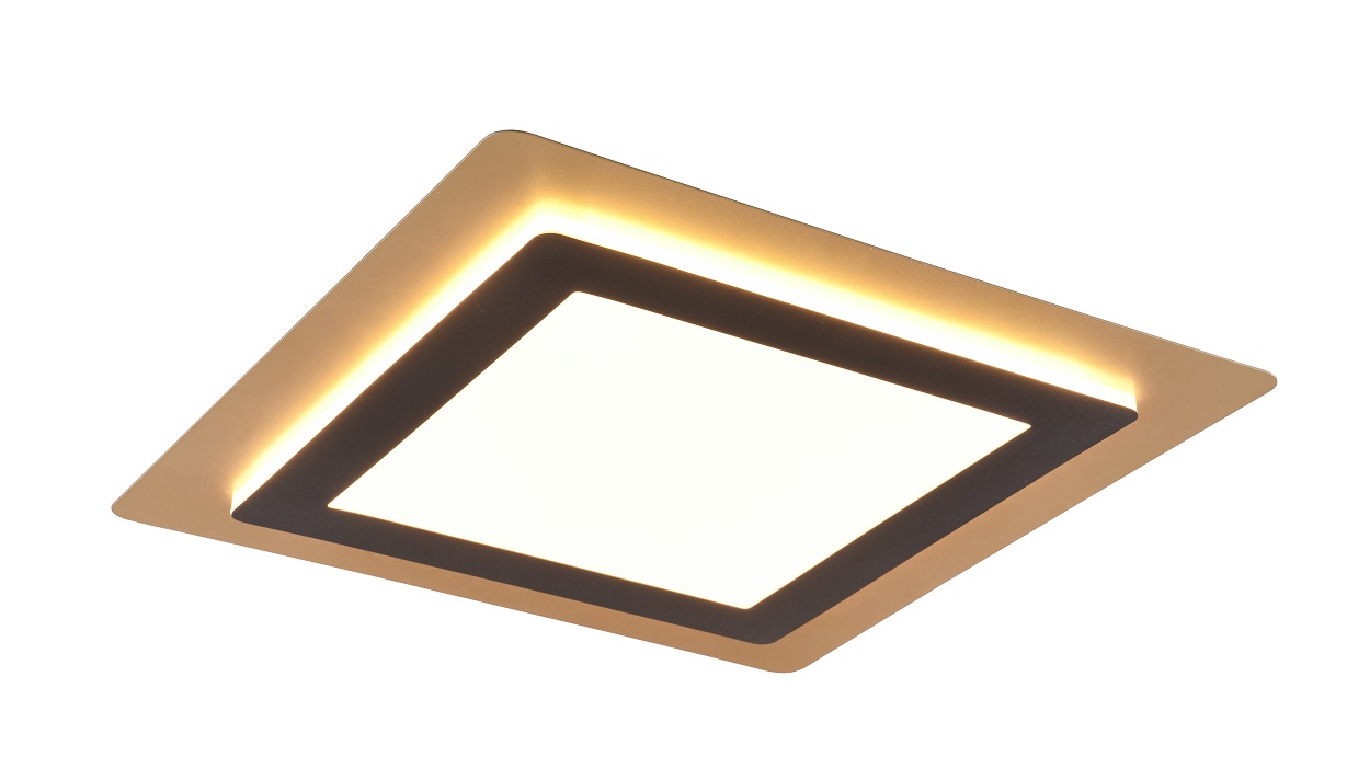 Trio Leuchten 641510280 MORGAN - Čeno zlaté stropní LED svítidlo stmívatelné ovladačem, 46W, 6000lm, 2700 - 6500K, 45 x 45cm