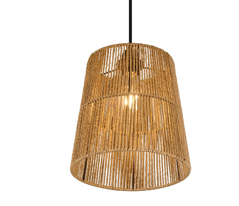Trio Leuchten R31041026 HOLM - Závěsný lustr s moderním papírovým stínidlem v imitaci ratanu, 1 x E27, Ø 24cm