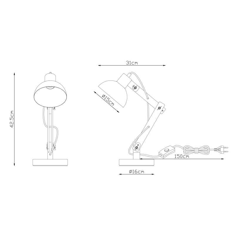 Globo 21502 TONGARIRO - Stolní bílá lampa se dřevem 1x E27, 42,5cm 