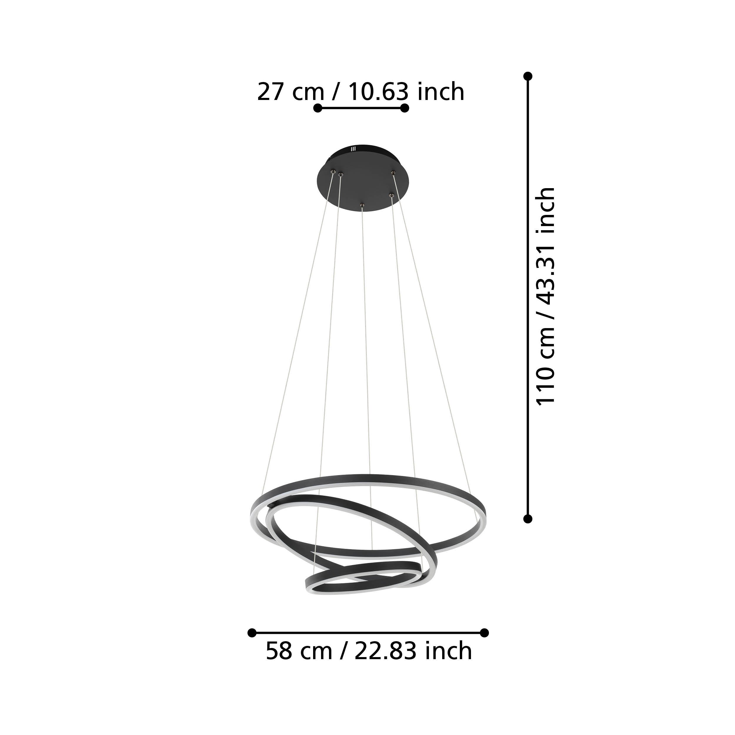 Eglo ZIGBEE 900479 LOBINERO-Z - Závěsné LED moderní stmívatelné svítidlo ovládané ovladačem, nebo z mobilní aplikace, LED 43W, 3000-6500K, Ø 58cm