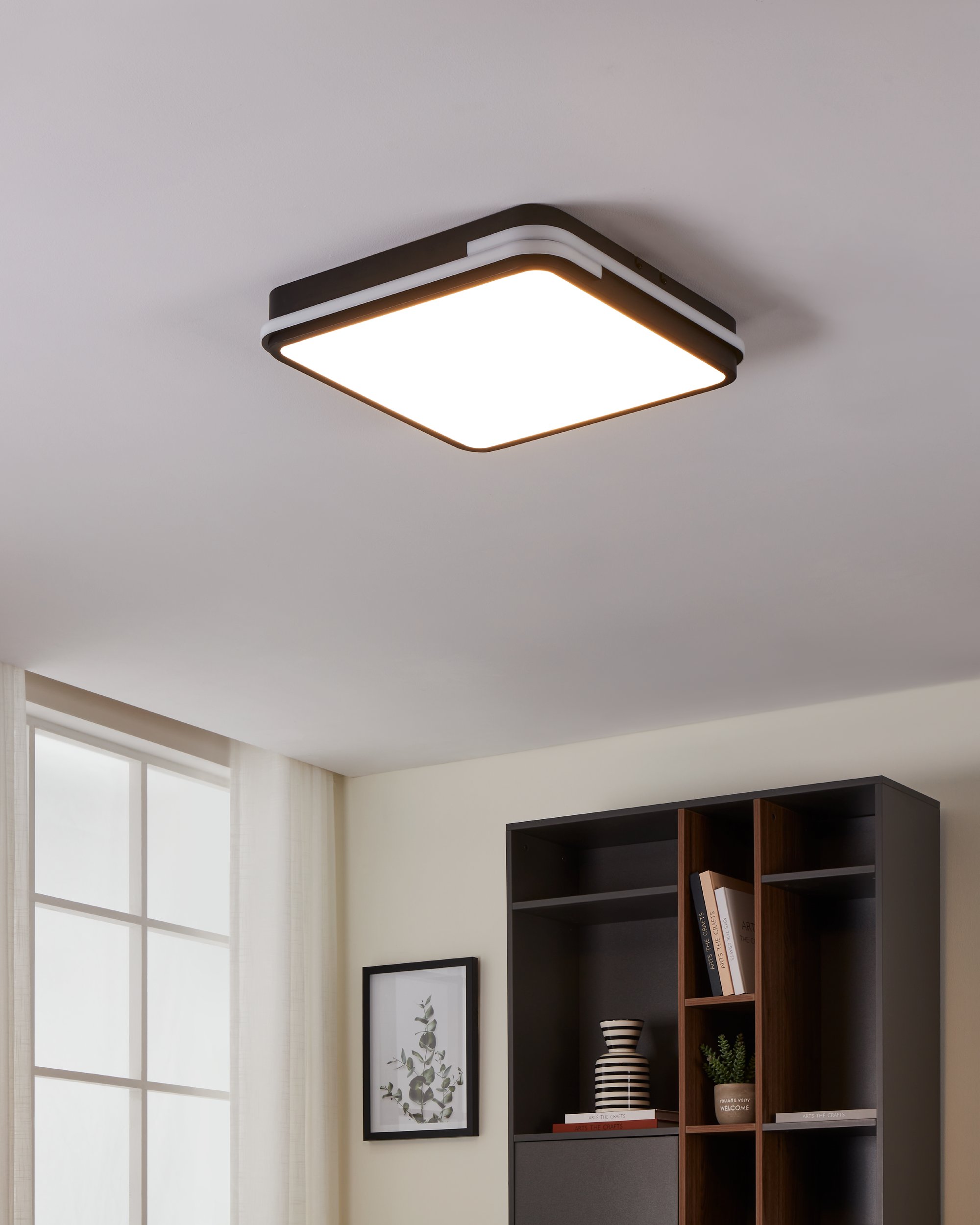 Eglo ZIGBEE 900477 GENOVESE-Z - Stropní černé LED RGB svítidlo ovládané ovladačem, nebo z mobilní aplikace, LED 22W, 47 x 47cm