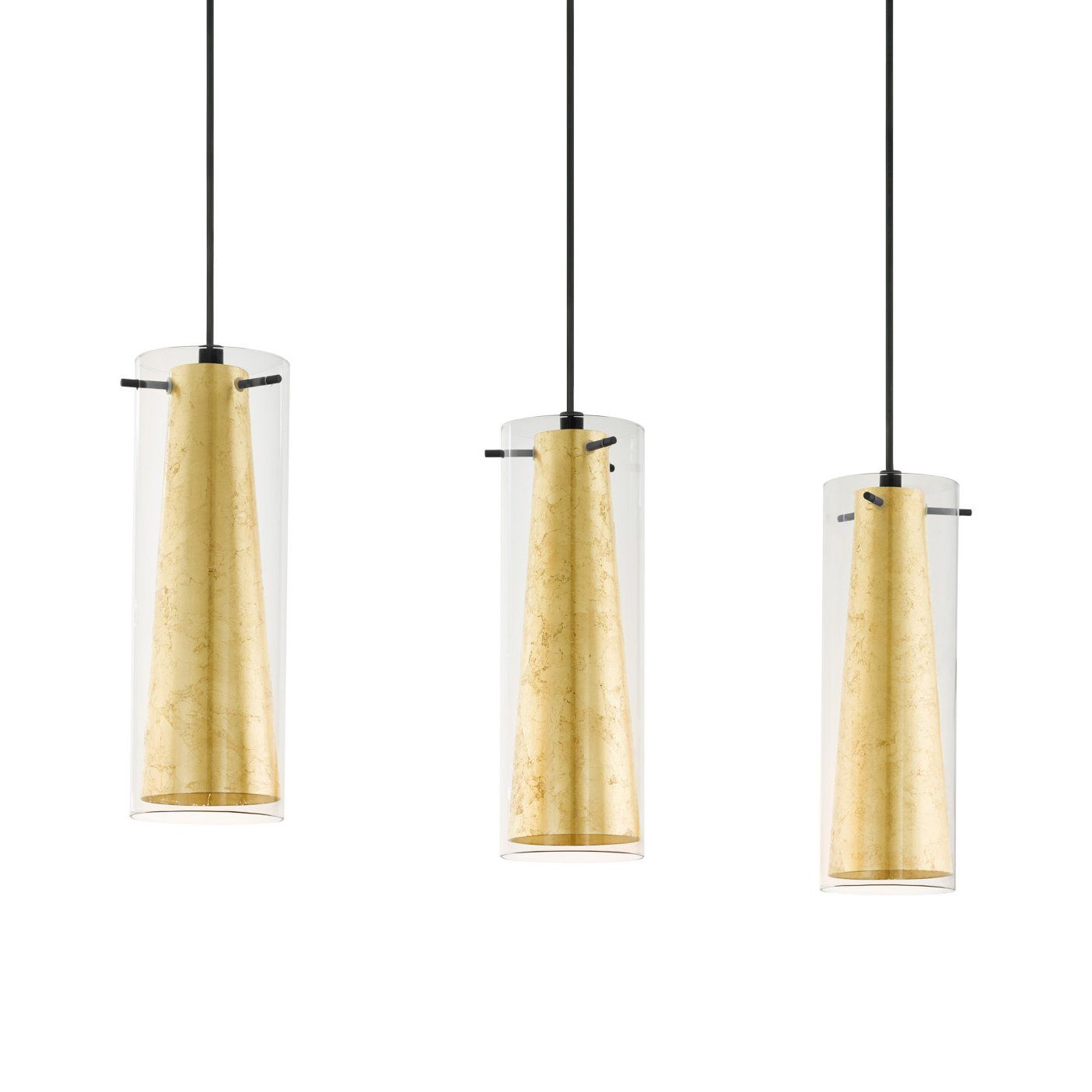 Eglo 97652 PINTO GOLD - Moderní lustr nad jídelní stůl se zlatými stínidly, 3 x E27, 72,5cm