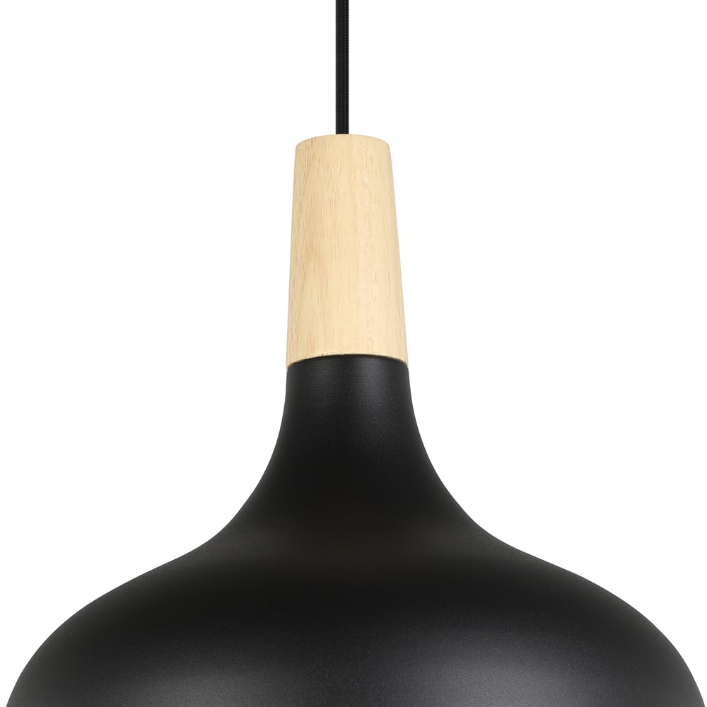 Eglo 900162 SABINAR - Moderní závěsné svítidlo v černé barvě se dřevem, 1 x E27, Ø 28cm