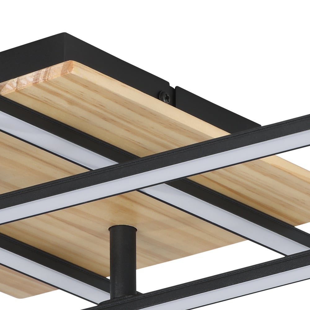 Eglo 99793 MARINELLO 1 - LED stropní svítidlo v černé barvě se dřevem, LED 21W, 50 x 50cm, 3000K