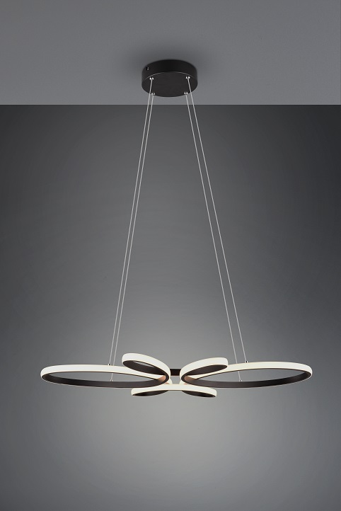 Trio Leuchten 345619132 FLY - Závěsný černý lustr stmívatelný klasickým vypínačem, LED 32W, 3000K, 3900lm, 83 x 45cm