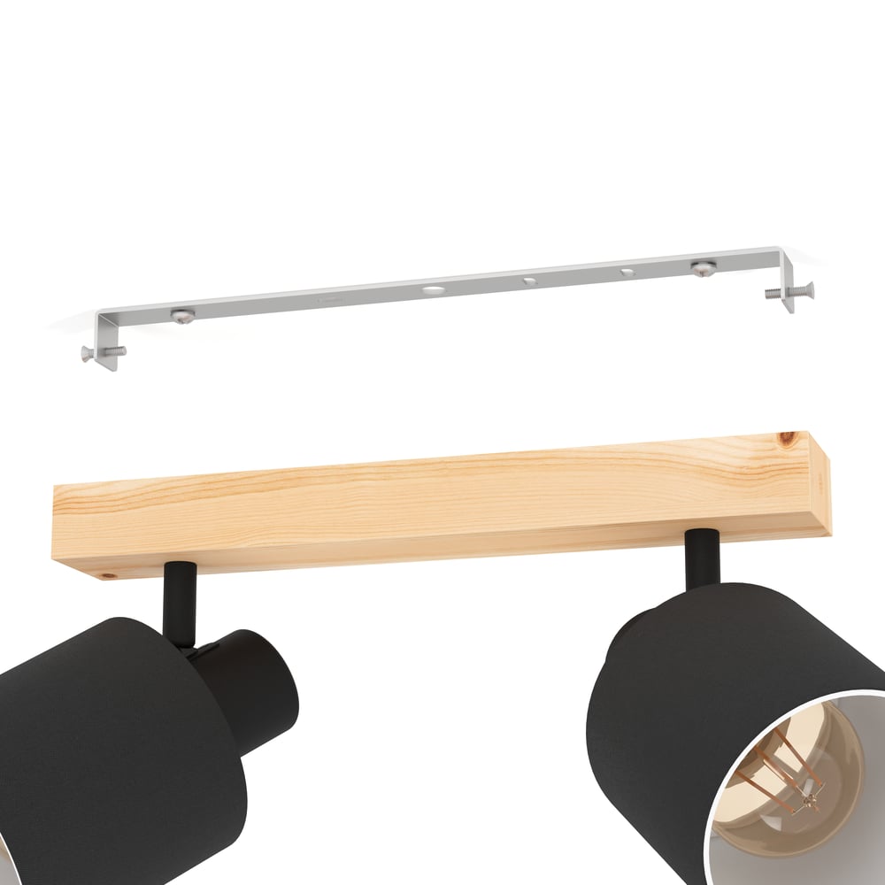 Eglo 99489 BATALLAS - Stropní černá lampa se dřevem, 2 x E27