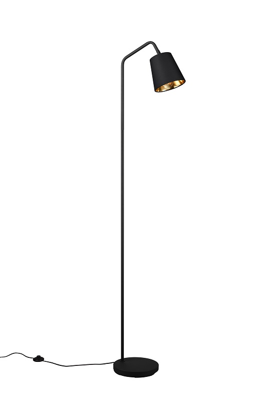 Trio Leuchten R41721032 BUDDY - Moderní stojací čtecí lampa s textilním stínidlem, 1 x E27, 148cm výška 