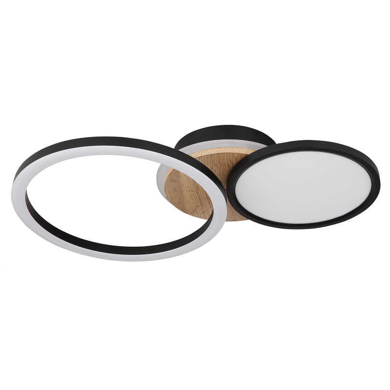 Globo 67273-28 SID - Stropní LED svítidlo v černé barvě s MDF dřevem, LED 28W, 3000K, 51,5 x 30cm