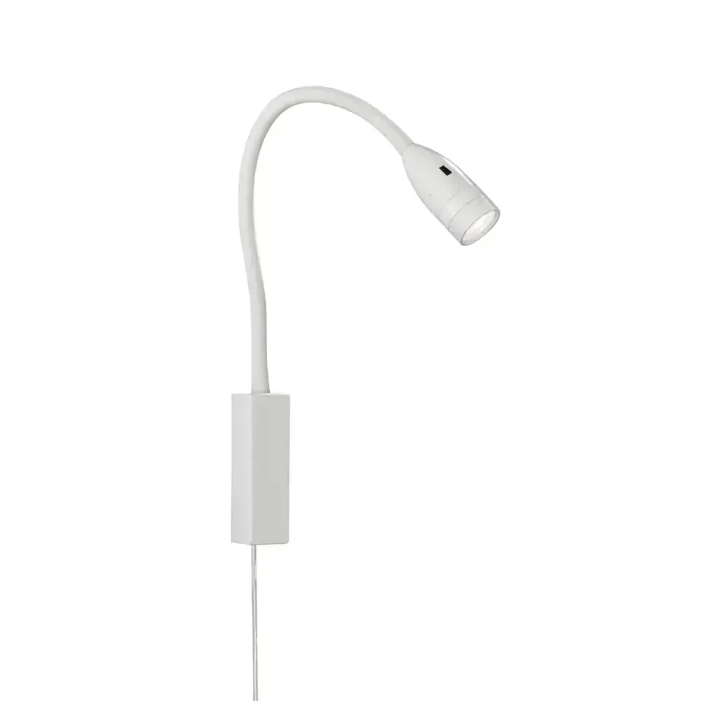 Fischer Honsel 30169 STEN - Nástěnná LED bílá čtecí lampička s husím krkem a bezdotykovým vypínačem, LED 5W, 420lm, 3000K