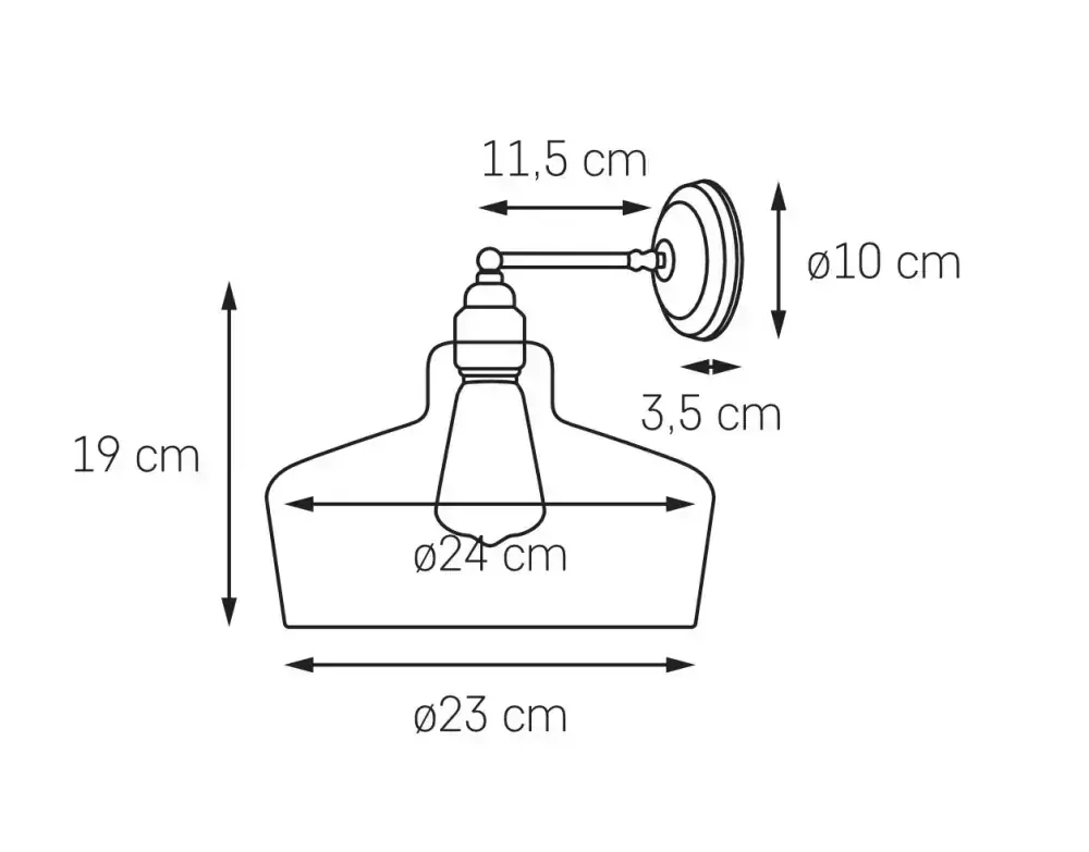 Kaspa 20881105 LONGIS GOLD - Nástěnná lampička v lehkém retro stylu v černo zlaté barvě, čiré sklo, 1 x E27
