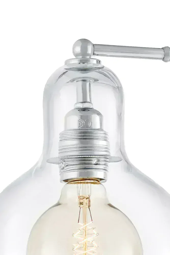 Kaspa 20461109 LONGIS - Nástěnná lampička v lehkém retro stylu v chromové barvě, čiré sklo, 1 x E27, Ø 18cm