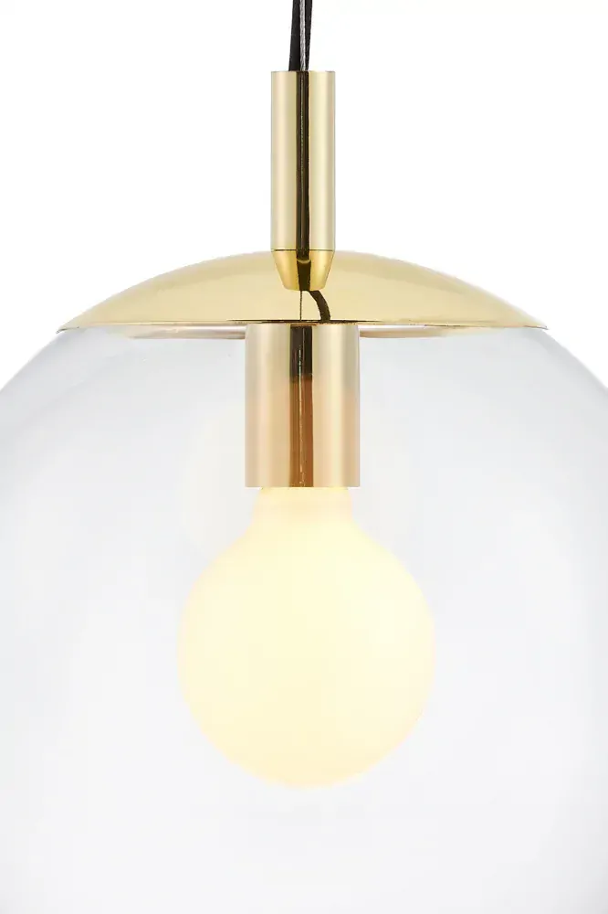 Kaspa 10736109 ALUR S - Závěsné svítidlo s kulatým transparentním stínidlem, zlaté prvky, 1 x E27, Ø 25cm