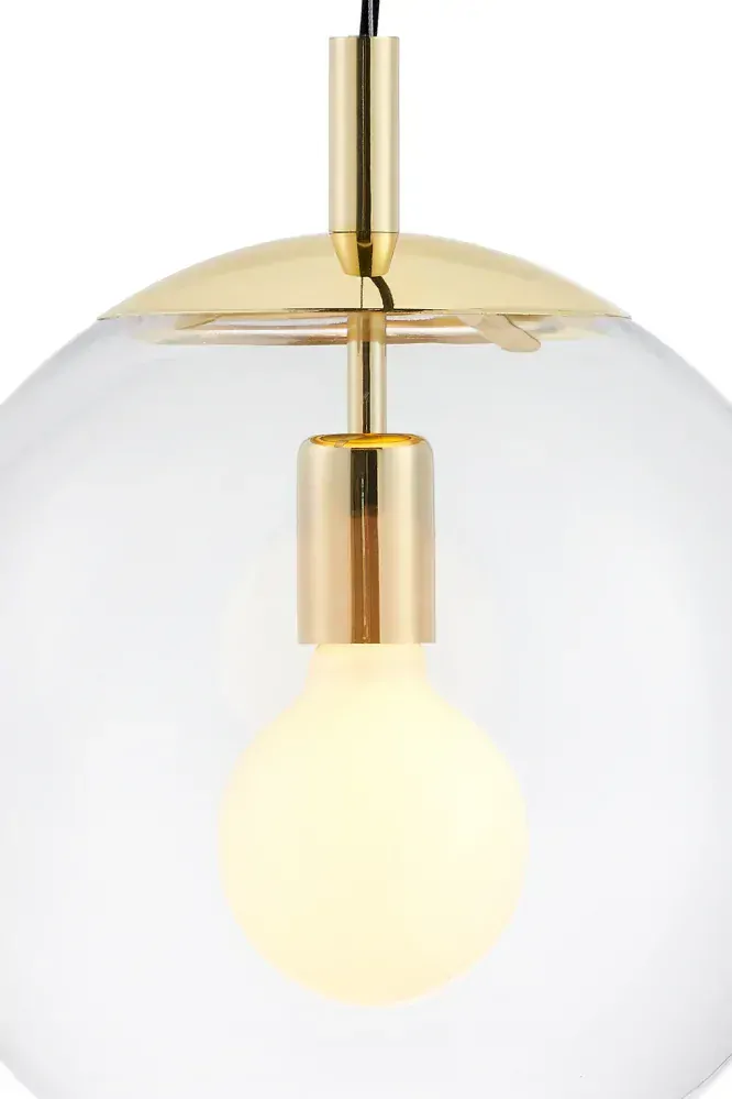 Kaspa 10737109 ALUR M - Závěsné svítidlo s kulatým transparentním stínidlem, zlaté prvky, 1 x E27, Ø 30cm