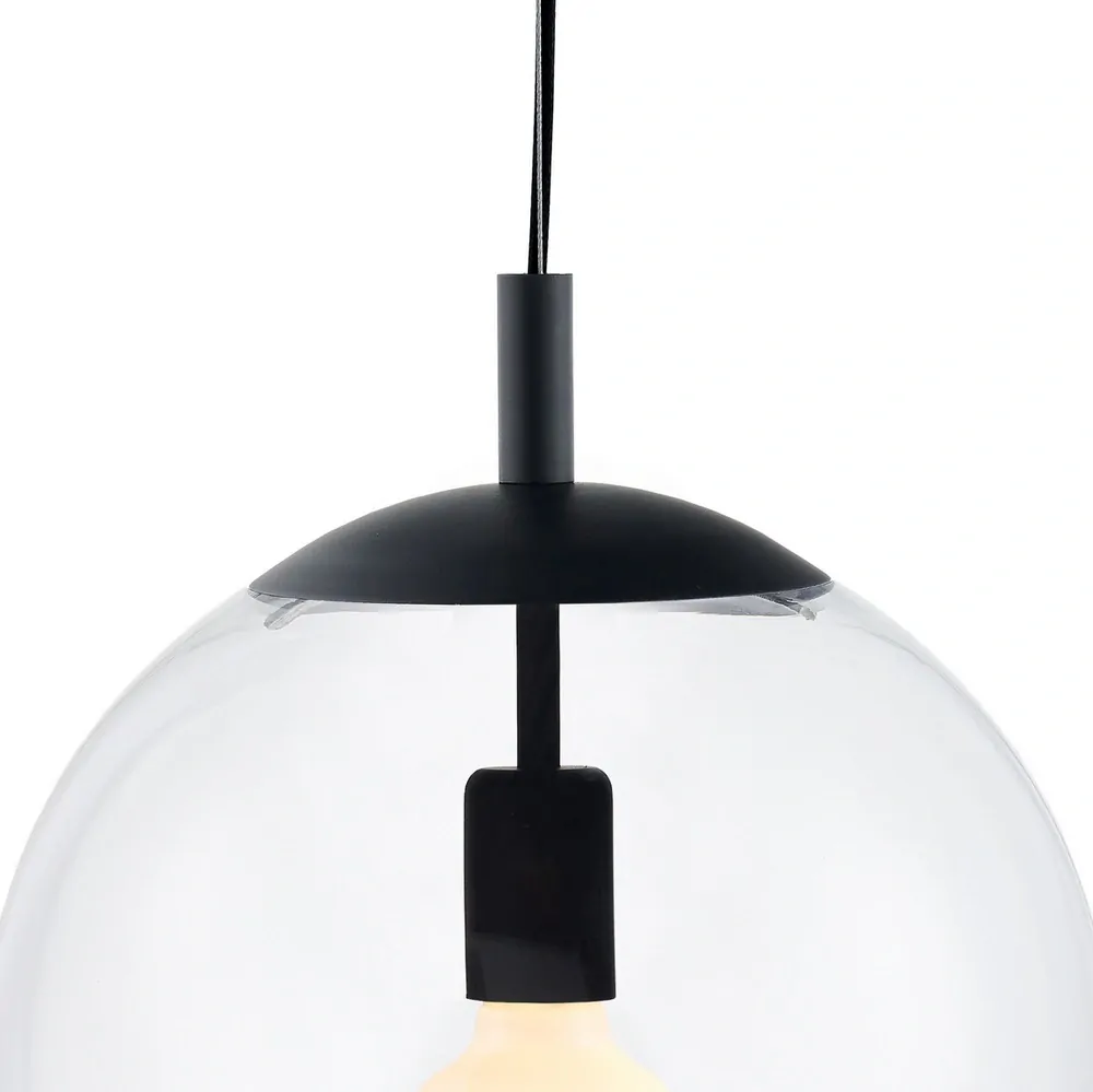 Kaspa 10733102 ALUR L - Závěsné svítidlo s kulatým transparentním stínidlem, černé prvky, 1 x E27, Ø 40cm