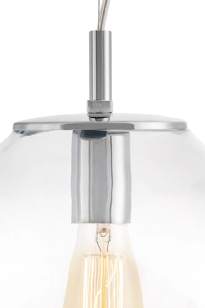 Kaspa 10413109 AVIA L - Závěsné svítidlo s nepravidelným průhledným stínidlem, chrom lesk, 1 x E27, Ø 40cm