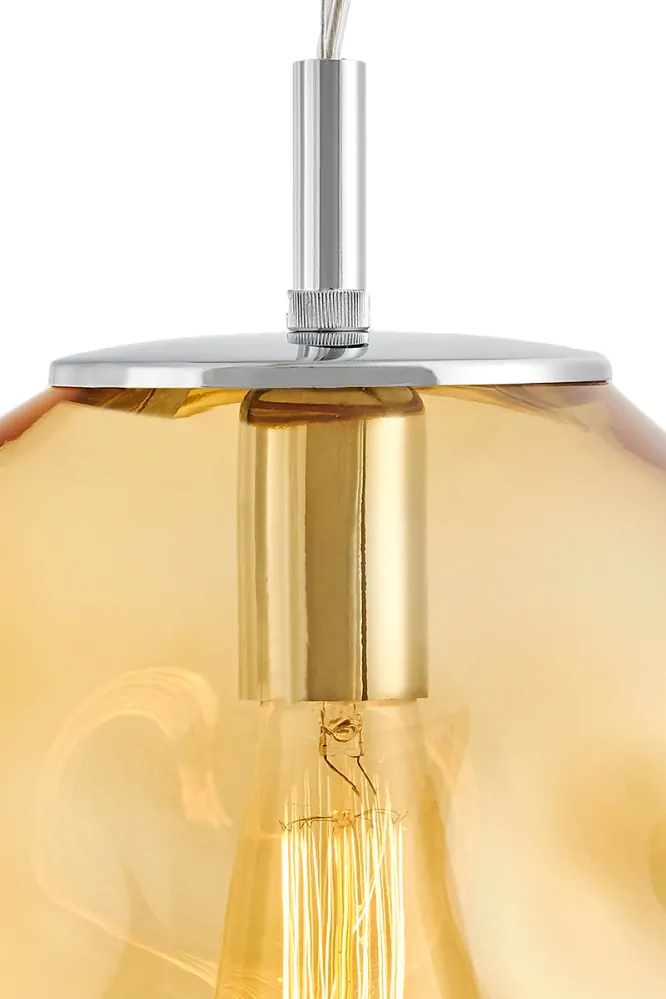 Kaspa 10417115 AVIA M - Závěsné svítidlo s nepravidelným průhledným stínidlem v jantarové barvě, 1 x E27, Ø 30cm