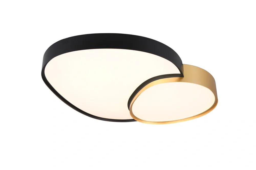 Trio Leuchten 647519280 RISE - LED stmívatelné stropní svítidlo v černé a zlaté barvě, dálkový ovladač, LED 45W, 2700-6500K, 77 x 63cm