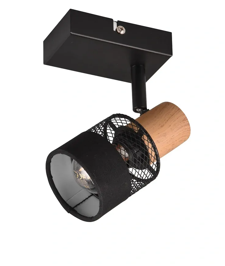 Trio Leuchten 811700132 NANDINI - Nástěnné bodové svítidlo se dřevem a textilem, 1 x E14