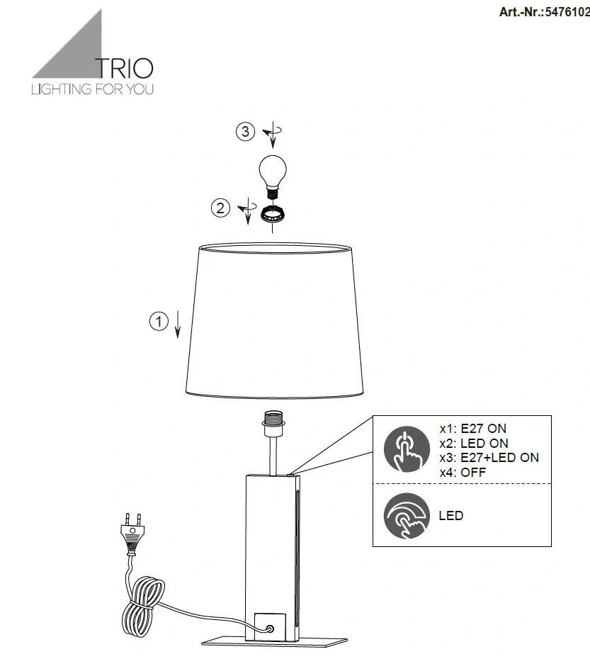 Trio Leuchten 547610232 RAHUL - Stolní lampička se stmívatelným LED ve dřevěným podstavci + 1 x E27, Ø 28cm
