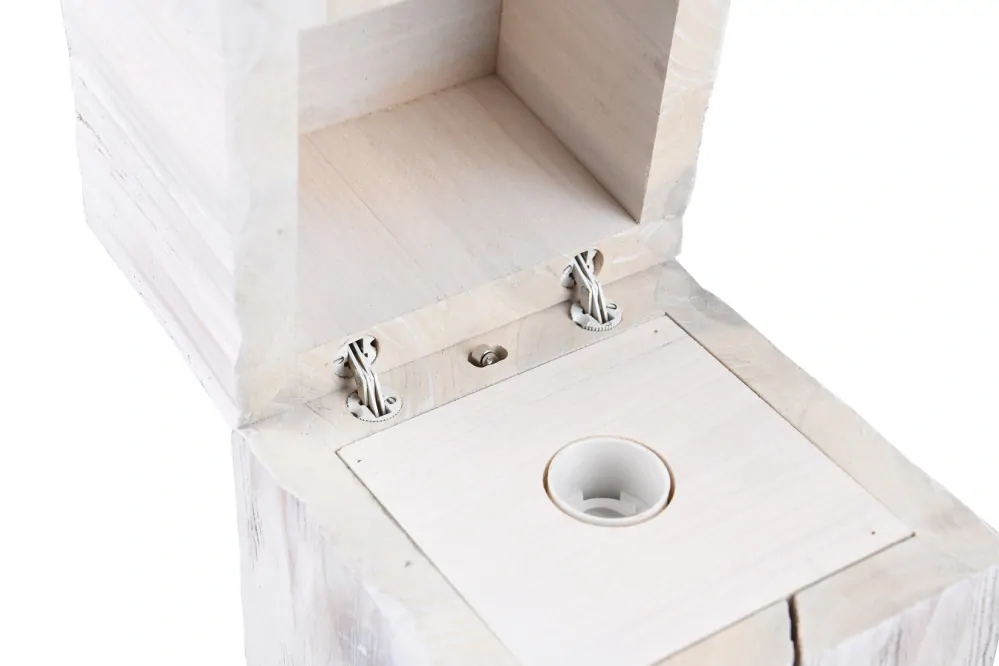 Trio Leuchten 514110101 TREASURE - Stolní dřevěná lampička na noční stolek, 1 x E14, včetně LED žárovky, bílé dřevo