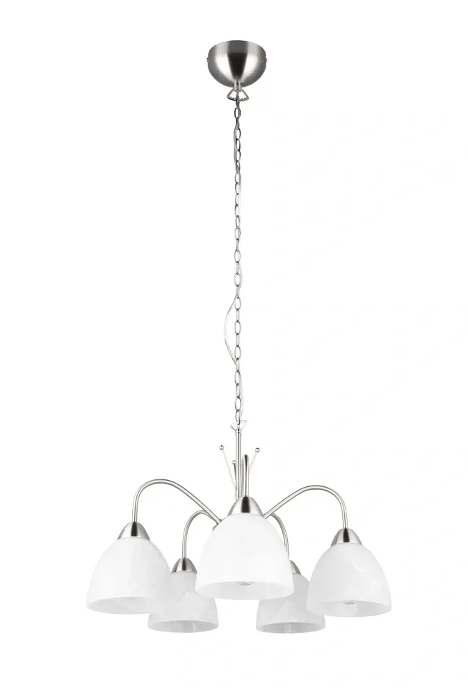 Trio Leuchten R31055007 DOBBY - Závěsný pětiramenný lustr v matném niklu, 5 x E27, Ø 55cm