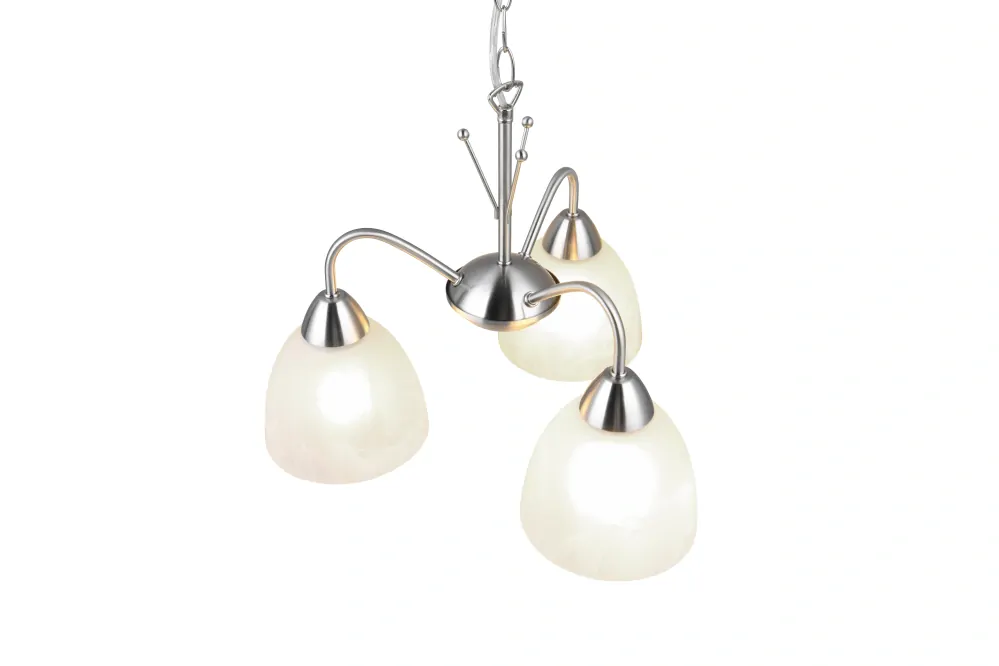 Trio Leuchten R31053007 DOBBY - Závěsný tříramenný lustr v matném niklu, 3 x E27, Ø 43cm