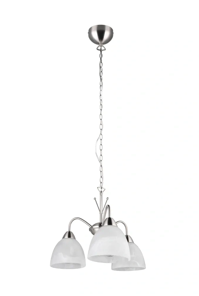 Trio Leuchten R31053007 DOBBY - Závěsný tříramenný lustr v matném niklu, 3 x E27, Ø 43cm