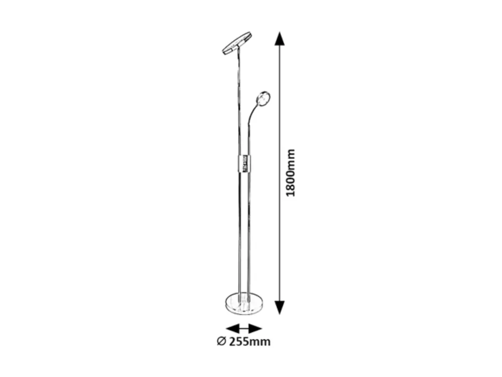 Rabalux 3240 OPHUS - LED stojací stmívatelná černá lampa se čtečím ramenem, LED 18,5 + 4,5W, 3000K