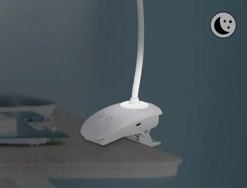 Rabalux 6448 HARRIS - LED stolní skřipcové svítidlo s husím krkem v bílé barvě, LED 4W, 4000K
